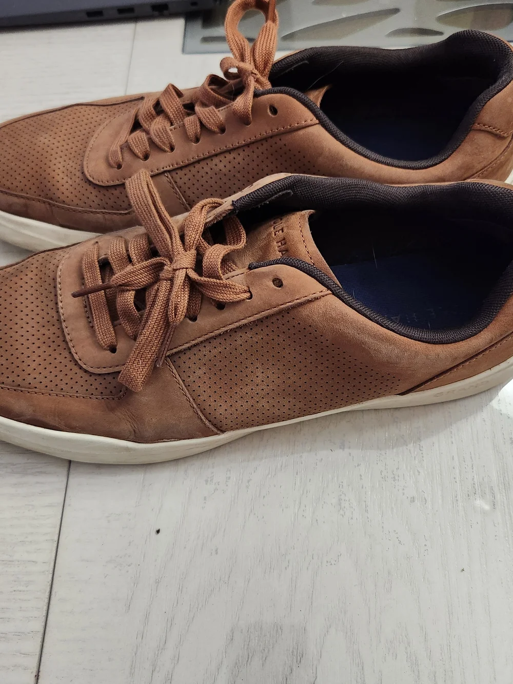 Cole Haan Men’s Tan Perforated Leather Lace-Up Sneakers - 13w